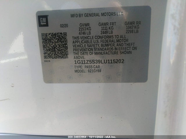 2020 Chevrolet Impala, VIN: 1G11Z5S39LU115202