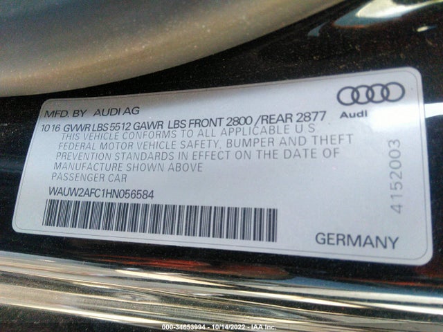 2017 Audi S7, VIN: WAUW2AFC1HN056584