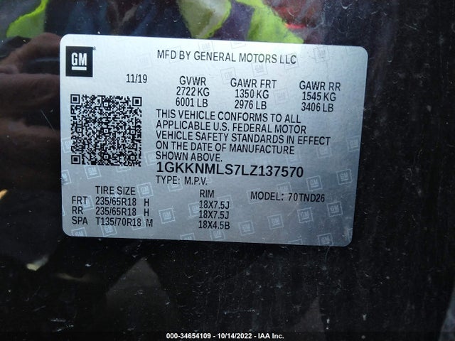 2020 GMC Acadia, VIN: 1GKKNMLS7LZ137570