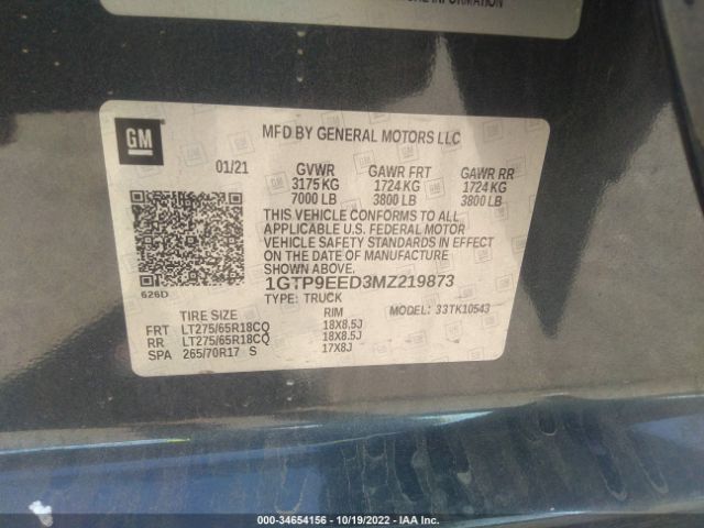 1GTP9EED3MZ219873 GMC Sierra 1500 At4