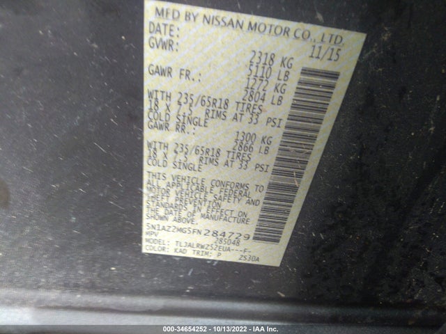 2015 Nissan Murano, VIN: 5N1AZ2MG5FN284729