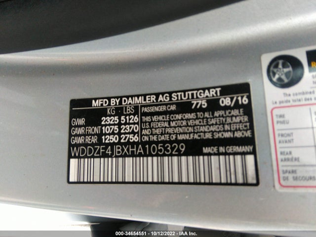 2017 Mercedes-Benz E-Class, VIN: WDDZF4JBXHA105329