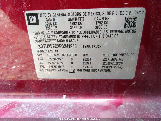 GMC Sierra 1500 Slt 2014 3GTU2VEC3EG241940 Image 9