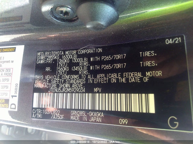 2021 Toyota 4Runner, VIN: JTENU5JR2M5929034