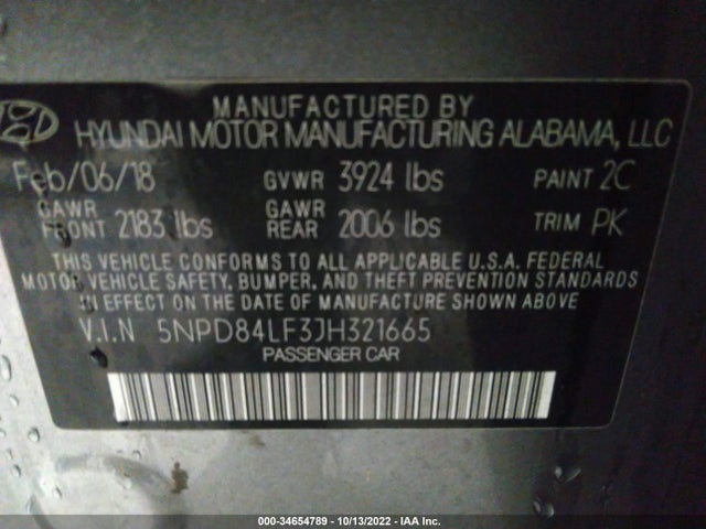 Hyundai ELANTRA SEL 2018 5NPD84LF3JH321665 Image 11