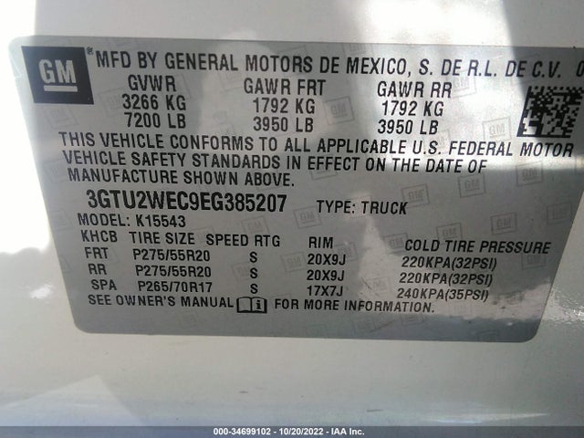GMC Sierra 1500 Denali 2014 3GTU2WEC9EG385207 Image 9