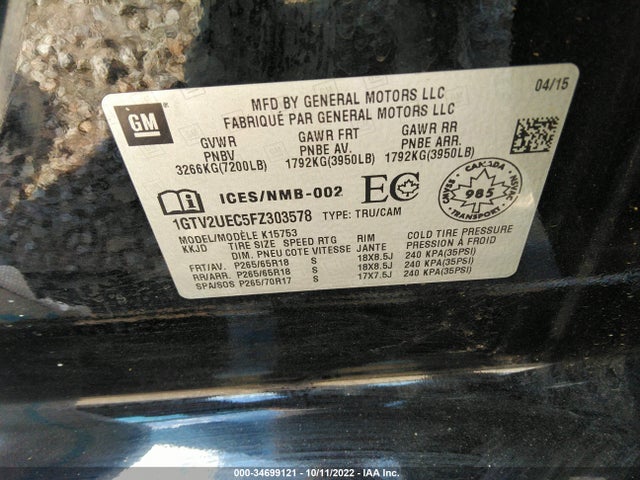 GMC Sierra 1500 Sle 2015 1GTV2UEC5FZ303578 Image 9