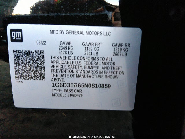 2022 Cadillac CT5, VIN: 1G6D35R65N0810859