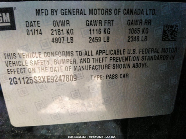 Chevrolet IMPALA LT 2014 2G1125S3XE9247809 Image 10