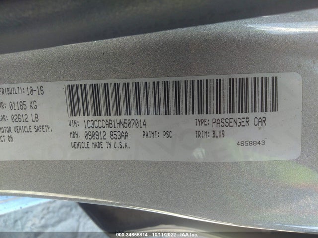 Chrysler 200 2017 1C3CCCAB1HN507014 Image 9