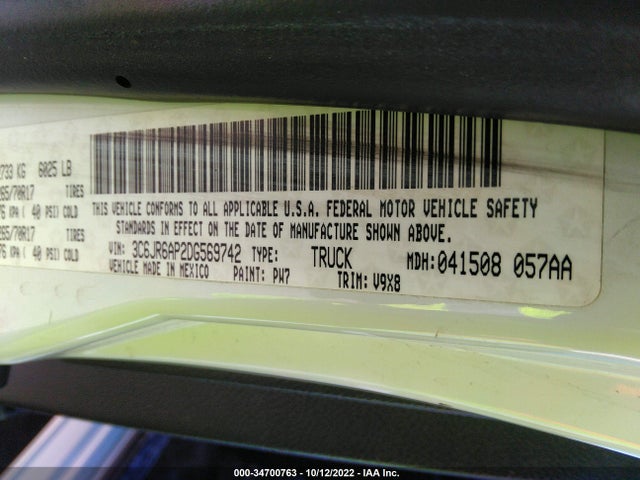 2013 RAM 1500 TRADESMAN VIN: 3C6JR6AP2DG569742
