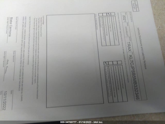 Chevrolet Trax Lt 2021 KL7CJPSB5MB332346 Image 6