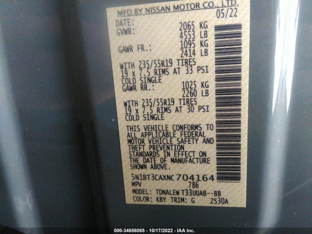 2022 Nissan Rogue, VIN: 5N1BT3CAXNC704164