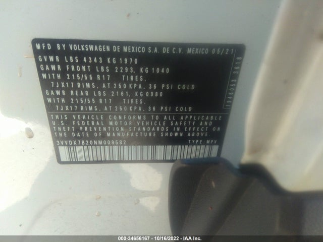Volkswagen TAOS S 2022 3VVDX7B20NM009582 Image 10
