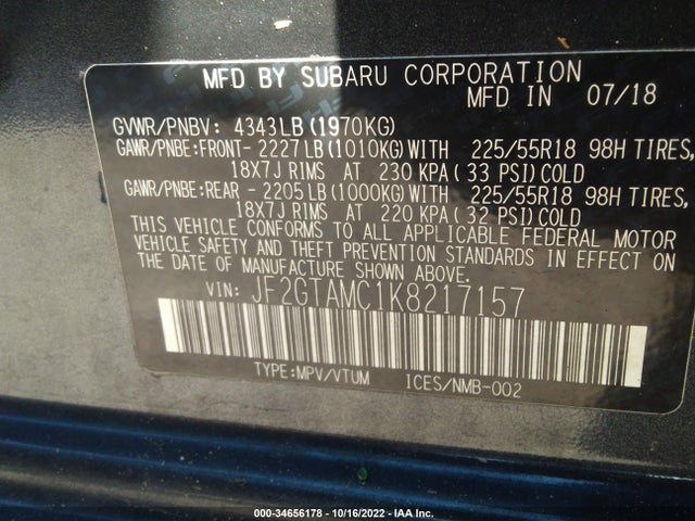 2019 Subaru Crosstrek, VIN: JF2GTAMC1K8217157
