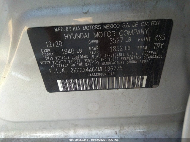 2021 Hyundai Accent, VIN: 3KPC24A64ME136775