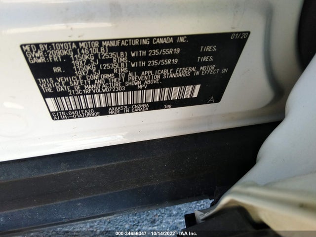 2020 Toyota RAV4, VIN: 2T3C1RFV0LW072303