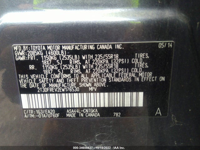 Toyota RAV4 2014 2T3DFREV2EW176530 Image 9