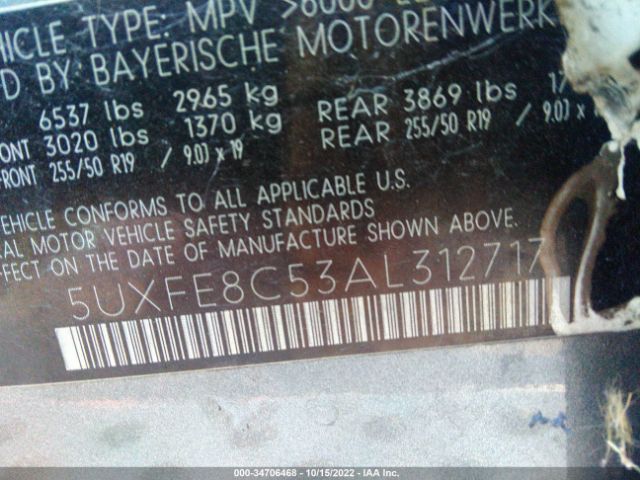 5UXFE8C53AL312717 BMW X5 48i