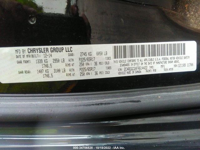 2015 Dodge Grand Caravan, VIN: 2C4RDGCGXFR614422