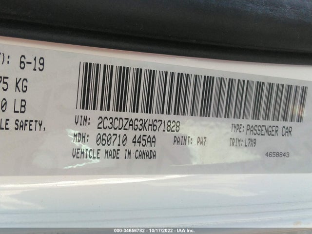 Dodge Challenger Sxt 2019 2C3CDZAG3KH671828 Image 9