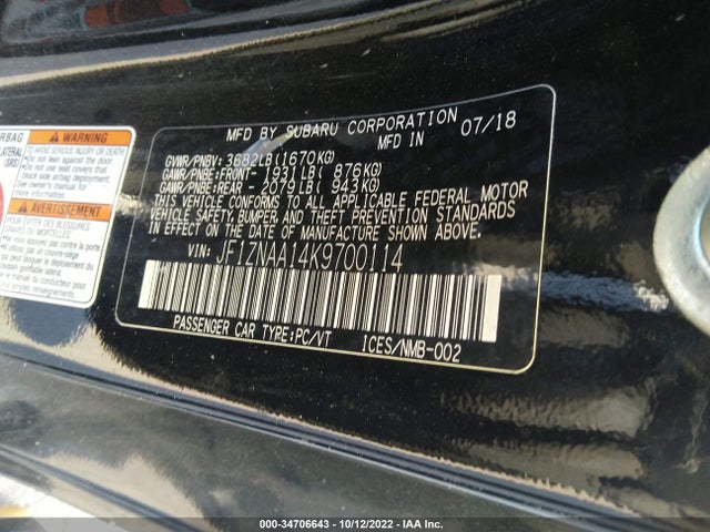 2019 Toyota 86, VIN: JF1ZNAA14K9700114