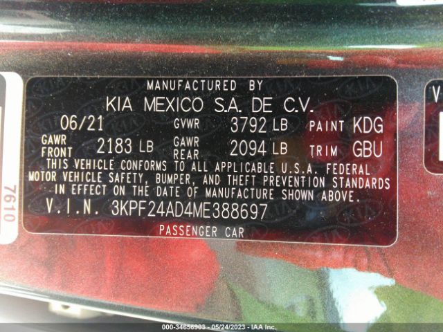 3KPF24AD4ME388697 KIA Forte Lxs