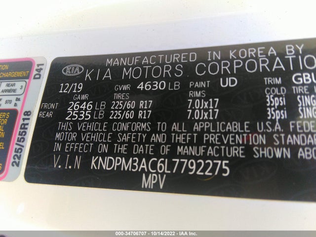2020 Kia Sportage, VIN: KNDPM3AC6L7792275