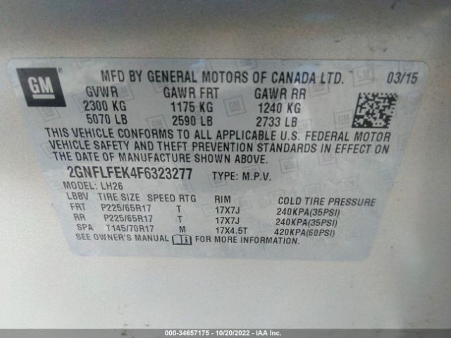 2GNFLFEK4F6323277 Chevrolet Equinox
