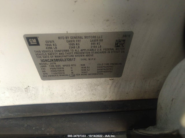 Chevrolet Trax 1ls 2016 3GNCJKSB5GL272617 Image 9