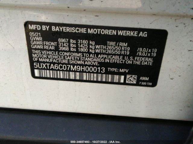 5UXTA6C07M9H00013 BMW X5 Xdrive45e