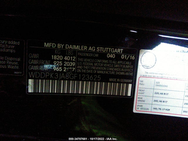 2016 Mercedes-Benz SLK-Class, VIN: WDDPK3JA8GF123625