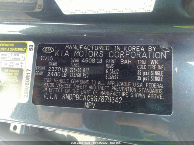 KNDPBCAC9G7879342 KIA Sportage Lx