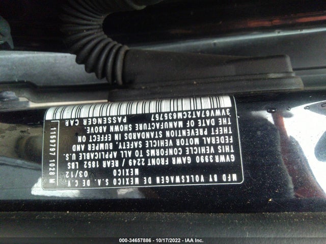 2012 VOLKSWAGEN BEETLE 2.0T TURBO VIN: 3VWV67AT2CM635757