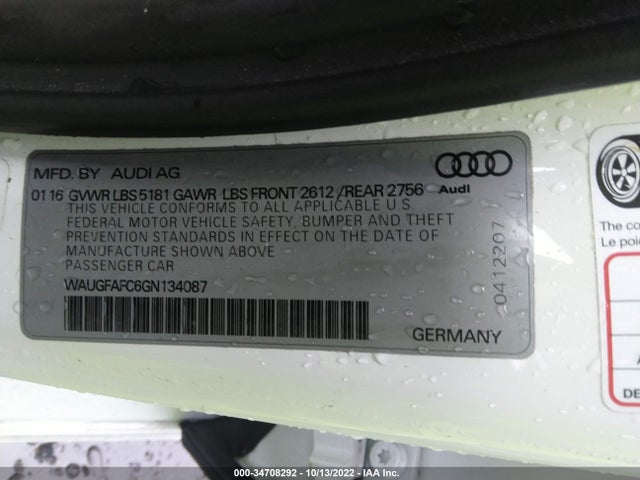Audi A6 2.0t Premium Plus 2016 WAUGFAFC6GN134087 Image 9