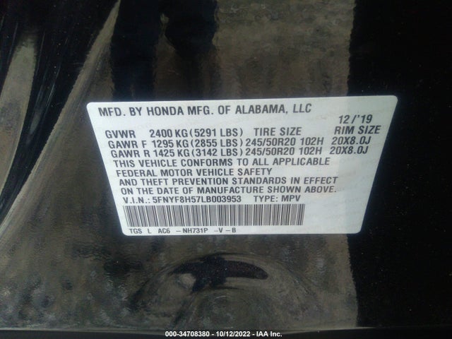 2020 Honda Passport, VIN: 5FNYF8H57LB003953