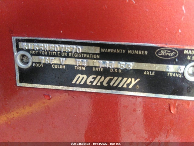 1966 MERCURY PARKLANE VIN: 6W65M507570