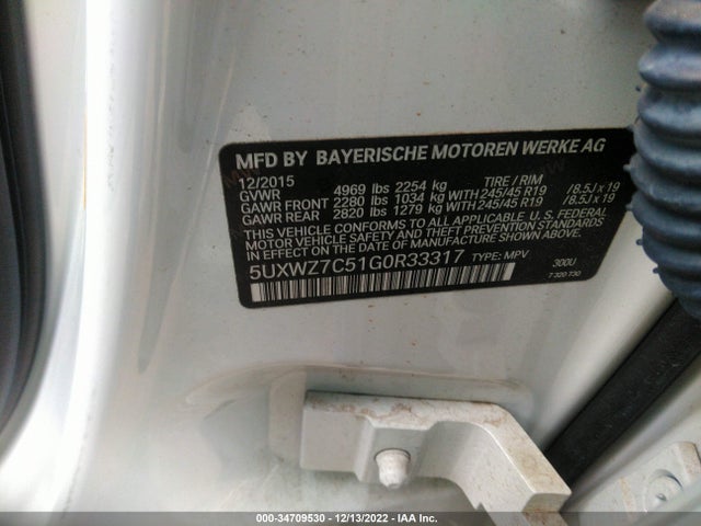 2016 BMW X3, VIN: 5UXWZ7C51G0R33317