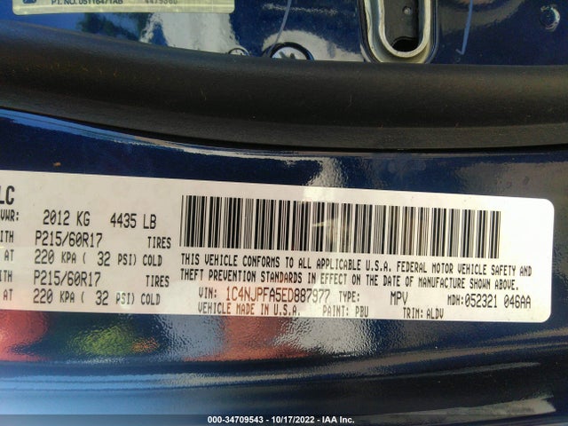 1C4NJPFA5ED887977 Jeep Patriot High Altitude