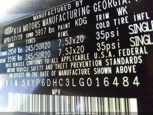 5XYP6DHC3LG016484 KIA Telluride S