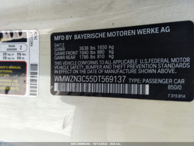 WMWZN3C55DT569137 Mini COOPER CONVERTIBLE