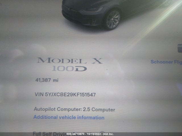 2019 Tesla Model X, VIN: 5YJXCBE29KF151547