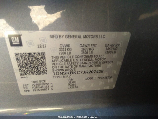 Chevrolet Tahoe Lt 2018 1GNSKBKC7JR207429 Image 9