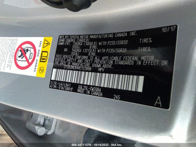 2017 Lexus RX, VIN: 2T2BZMCA4HC122898