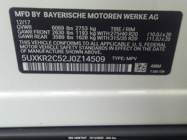 BMW X5 Sdrive35i 2018 5UXKR2C52J0Z14509 Image 10