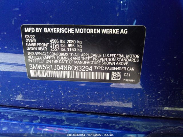 3MW5R1J04N8C63294 BMW 3 Series 330i