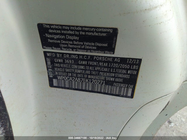 2014 Porsche Boxster, VIN: WP0CA2A87EK120271