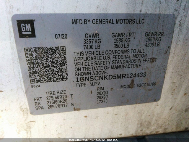 Chevrolet Tahoe Lt 2021 1GNSCNKD5MR124433 Image 9