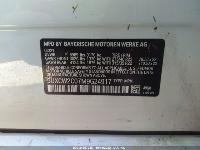 BMW X7 Xdrive40i 2021 5UXCW2C07M9G24917 Image 10