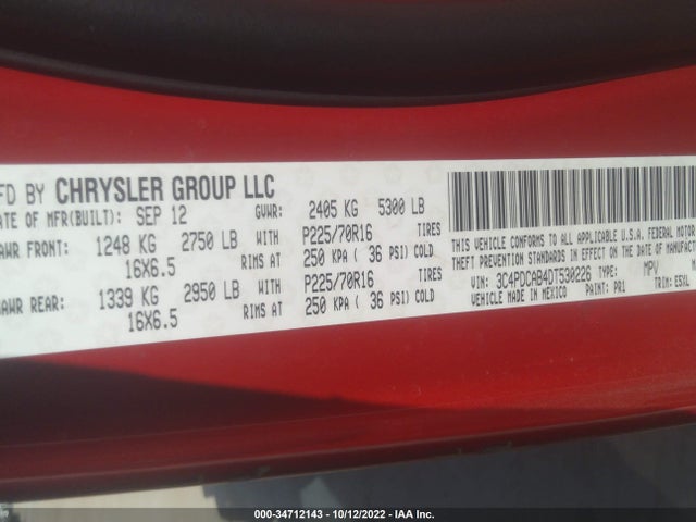Dodge Journey American Value Pkg 2013 3C4PDCAB4DT530226 Image 11